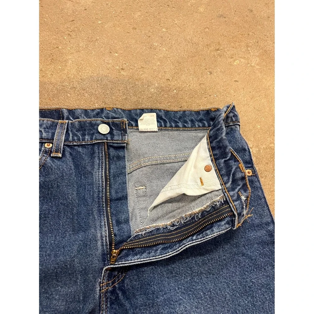 Vintage Levi's 517 Bootcut Jeans Mens 33x34 Blue Denim Distressed Cotton Raw Hem
